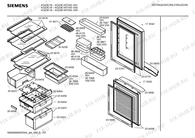 Взрыв-схема холодильника Siemens KG23E18TI Pro Line - Схема узла 02