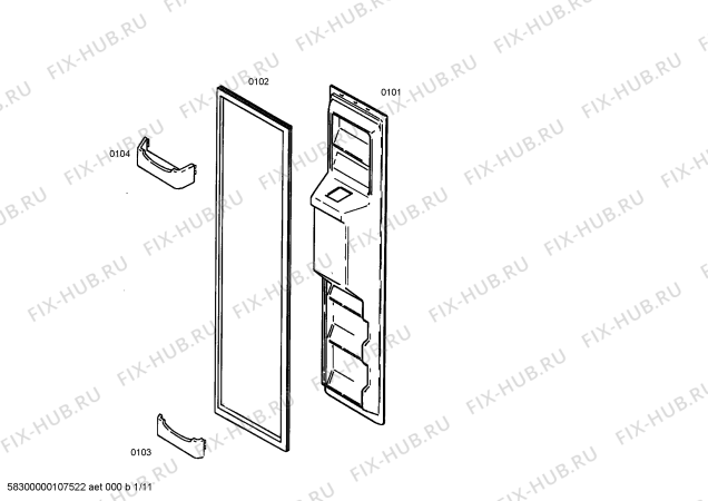 Схема №10 KG57U95SKD с изображением Упор для холодильной камеры Siemens 00266790