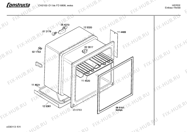 Взрыв-схема плиты (духовки) Constructa CH2102 - Схема узла 04
