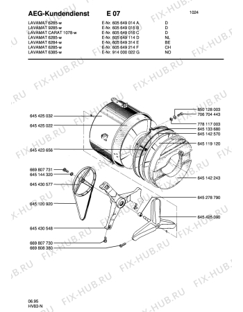 Взрыв-схема стиральной машины Aeg LAV6285 - Схема узла Tub and drum