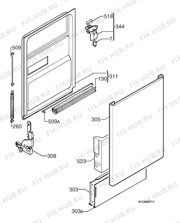 Взрыв-схема посудомоечной машины Aeg F.54700UW - Схема узла Door 003