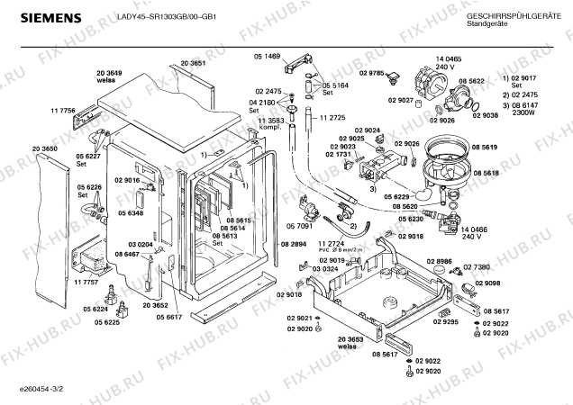 Взрыв-схема посудомоечной машины Siemens SR1303GB - Схема узла 02