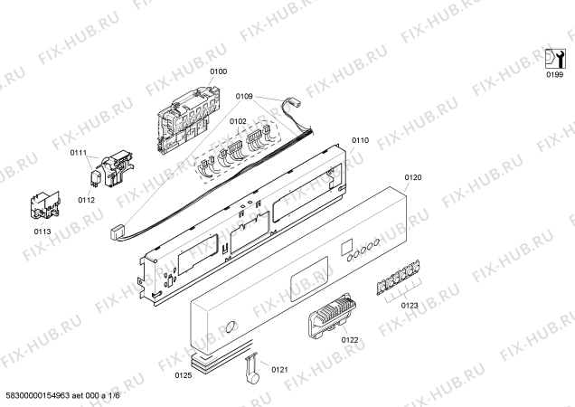 Схема №4 SRI45T55EU с изображением Передняя панель для посудомойки Bosch 00700731