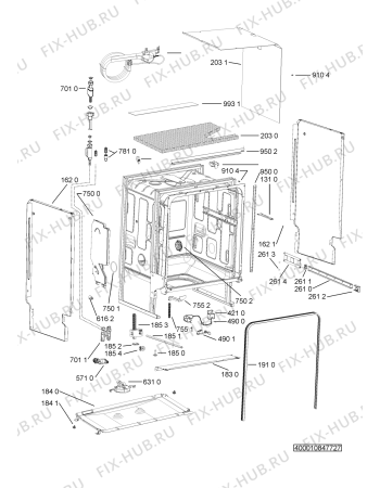 Взрыв-схема посудомоечной машины Whirlpool KDSDM82130UK (F100673) - Схема узла