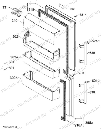 Взрыв-схема холодильника Electrolux EN3602MOW - Схема узла Door 003