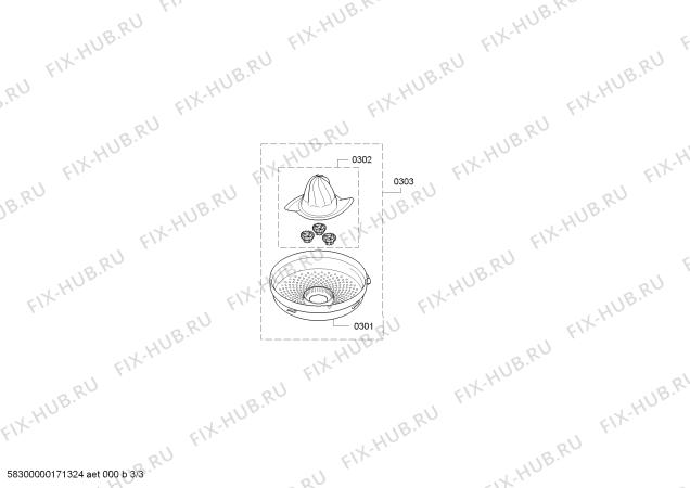 Взрыв-схема кухонного комбайна Siemens MK880FQ1 FQ.1 - Схема узла 03