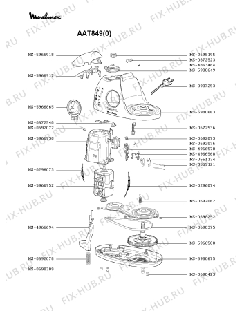 Взрыв-схема кухонного комбайна Moulinex AAT849(0) - Схема узла SP000308.8P2