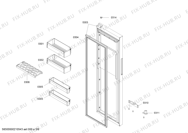 Схема №5 KAD92S21TI CN FRFC Domestic с изображением Крышка для холодильника Siemens 00632010