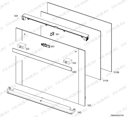 Взрыв-схема плиты (духовки) Aeg 42016IU-MN - Схема узла Door