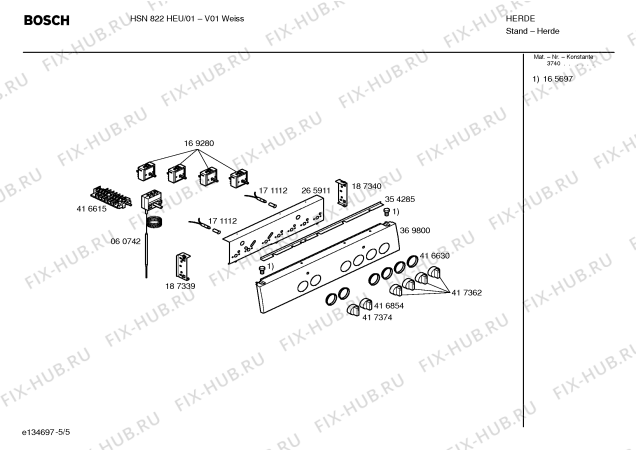 Схема №4 HSN822HEU с изображением Инструкция по эксплуатации для плиты (духовки) Bosch 00583016