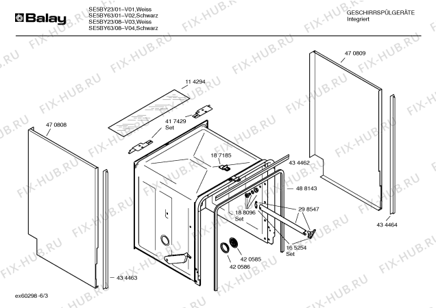 Схема №6 SE5BY63 с изображением Передняя панель для посудомоечной машины Bosch 00588093