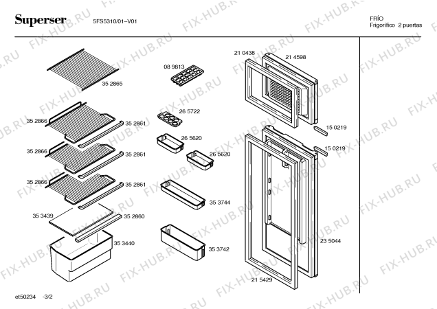 Схема №3 4FS6410 с изображением Дверь морозильной камеры для холодильника Bosch 00214598