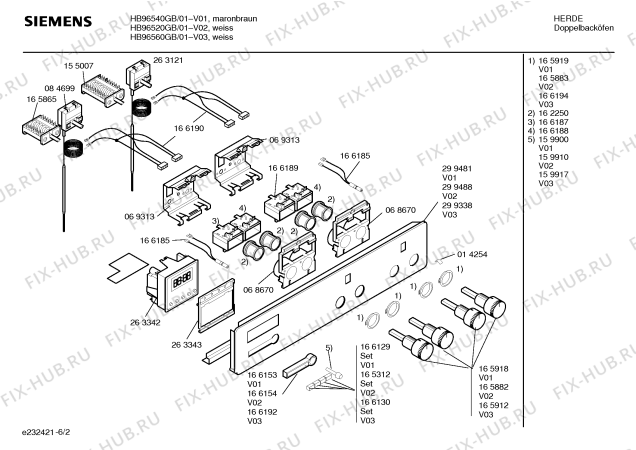 Взрыв-схема плиты (духовки) Siemens HB96560GB - Схема узла 02