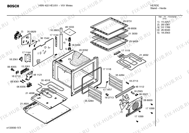 Взрыв-схема плиты (духовки) Bosch HSN422HEU - Схема узла 03