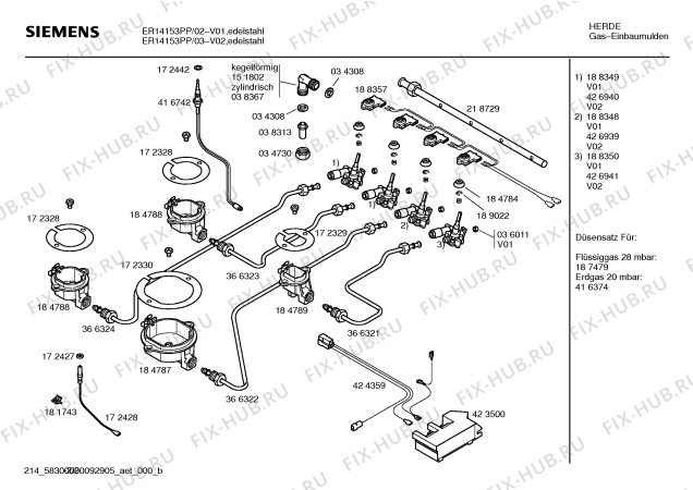 Схема №2 ER14153EU Siemens с изображением Варочная панель для духового шкафа Siemens 00219704