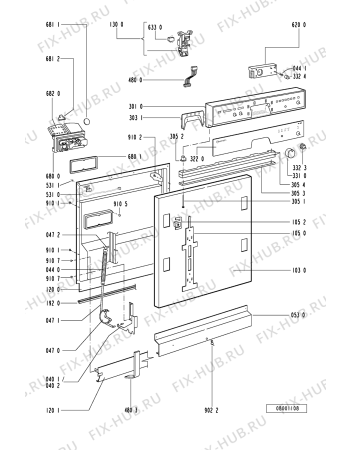 Схема №1 GSI 4644 RW-SW с изображением Обшивка для посудомоечной машины Whirlpool 481245370301
