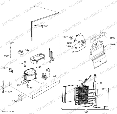 Взрыв-схема холодильника Electrolux EN13455MX - Схема узла Cooling system 017