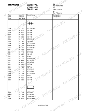 Схема №14 FD204M6 с изображением NTC-сопротивление для жк-телевизора Siemens 00796243