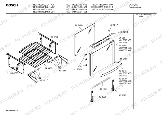 Схема №5 HEC66J42EB PROFESSIONAL с изображением Декоративная рамка для плиты (духовки) Bosch 00219511
