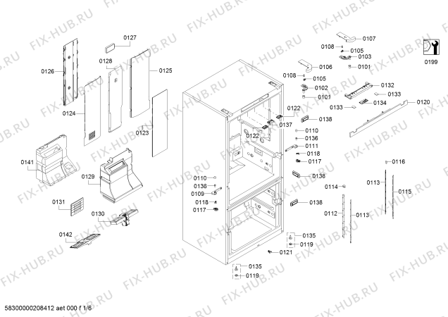 Схема №4 KFN86A268C с изображением Модуль управления для холодильника Siemens 10007112