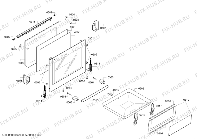 Взрыв-схема плиты (духовки) Bosch HGG94W355R Bosch & Panel Printing - Схема узла 03