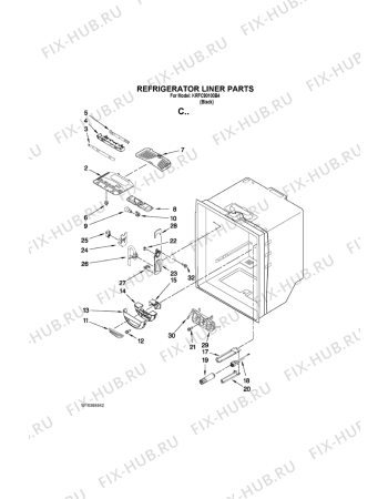 Схема №6 KRFC - 9010  B с изображением Дверка для холодильной камеры Whirlpool 482000021644