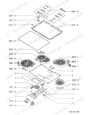 Схема №1 AKP531IX/02 AKB 531/02-IX AKB 531/IX/02 с изображением Переключатель для плиты (духовки) Whirlpool 481941128905