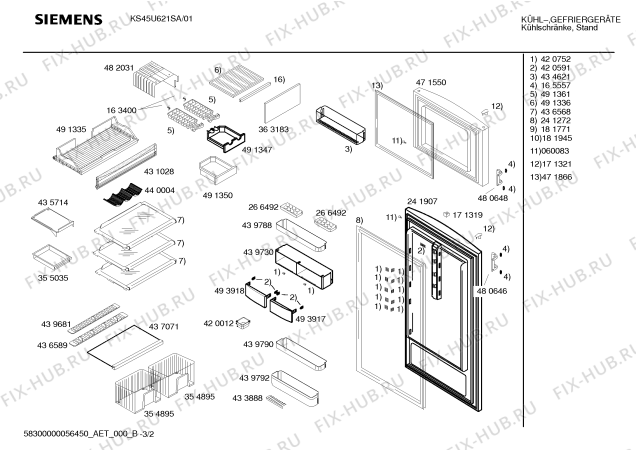 Взрыв-схема холодильника Siemens KS45U621SA - Схема узла 02