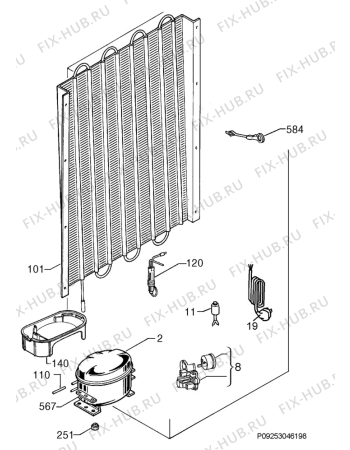 Взрыв-схема холодильника Rex Electrolux FI291/2TE - Схема узла Cooling system 017