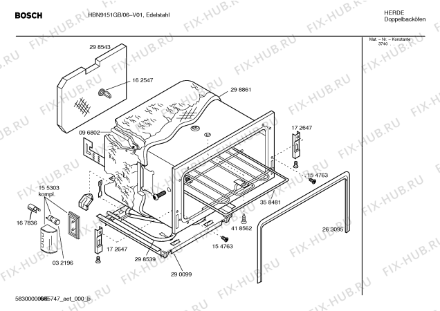Схема №5 HBN9151GB с изображением Панель управления для плиты (духовки) Bosch 00365963
