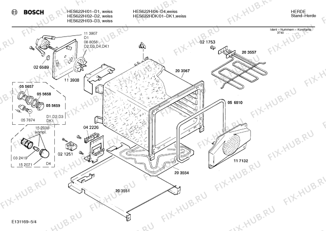 Схема №4 HES6525 с изображением Инструкция по эксплуатации для духового шкафа Bosch 00514503