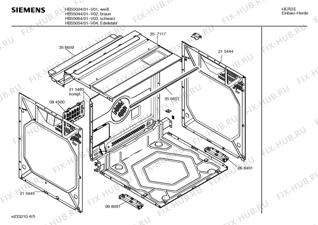 Схема №6 HB55064 S2001 с изображением Инструкция по эксплуатации для плиты (духовки) Siemens 00524743