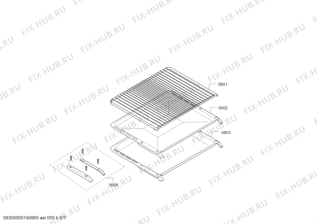 Взрыв-схема плиты (духовки) Bosch HLN454420 - Схема узла 06