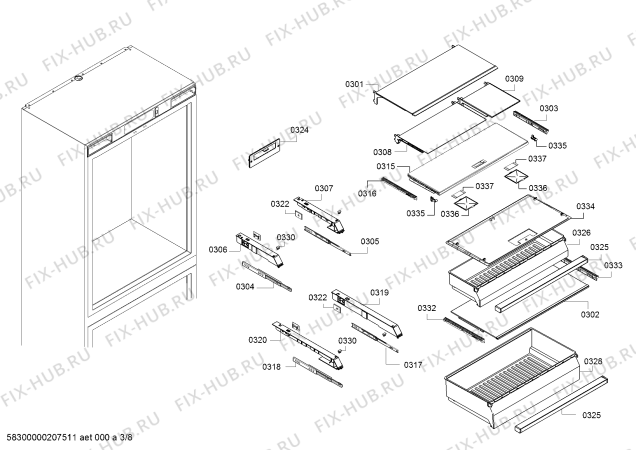 Схема №8 RB472304 Gaggenau с изображением Шина для холодильной камеры Bosch 11025123