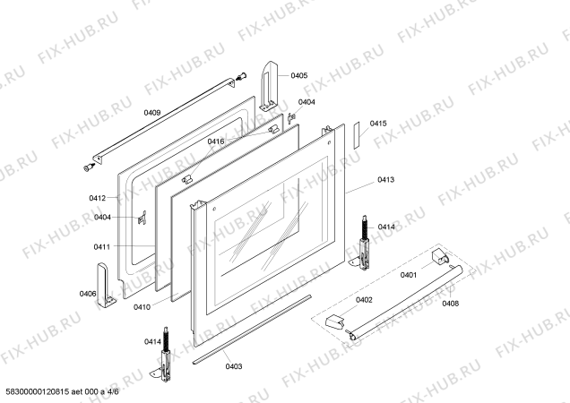 Схема №6 HBN630520F с изображением Фронтальное стекло для духового шкафа Bosch 00477970