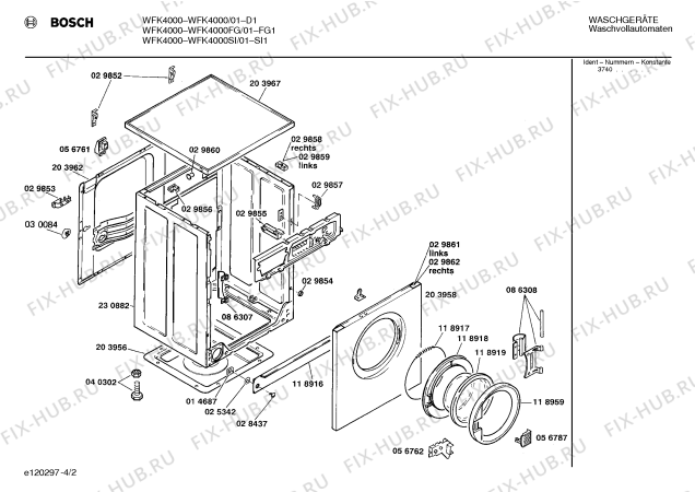 Схема №4 WFS7000FG WFS7000 с изображением Крышка кнопки для стиральной машины Bosch 00029885