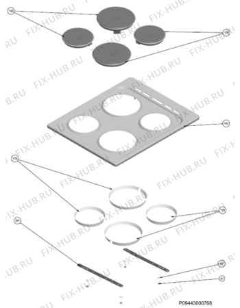 Взрыв-схема плиты (духовки) Zanussi ZCE560DW - Схема узла Section 4