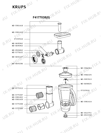 Взрыв-схема кухонного комбайна Krups F4177038(0) - Схема узла Q0000317.5Q4