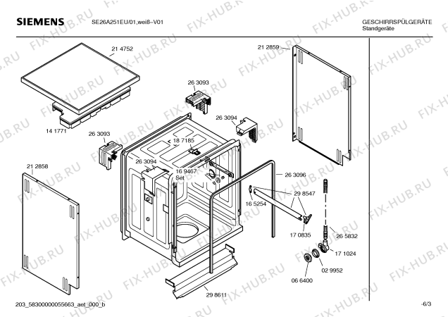 Взрыв-схема посудомоечной машины Siemens SE26A251EU - Схема узла 03