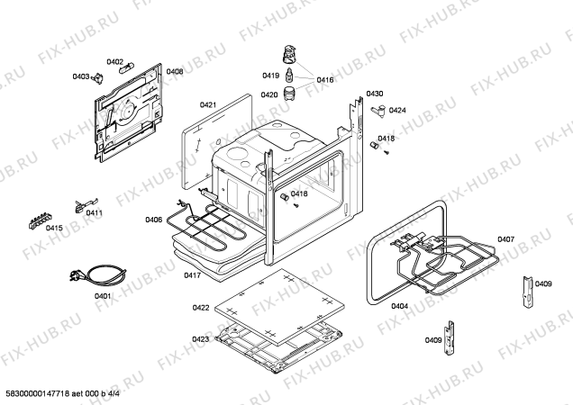 Взрыв-схема плиты (духовки) Bosch HCE422120V - Схема узла 04