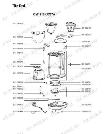 Схема №1 CM1918KR/87A с изображением Кабель для кофеварки (кофемашины) Tefal SS-202401