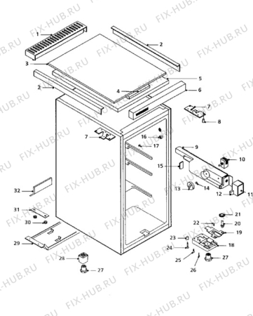 Взрыв-схема холодильника Tricity Bendix ECF013 - Схема узла Cabinet + furniture (extra)