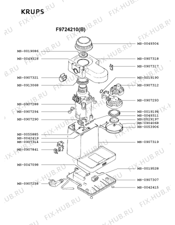 Взрыв-схема кофеварки (кофемашины) Krups F9724210(B) - Схема узла LP001863.3P2