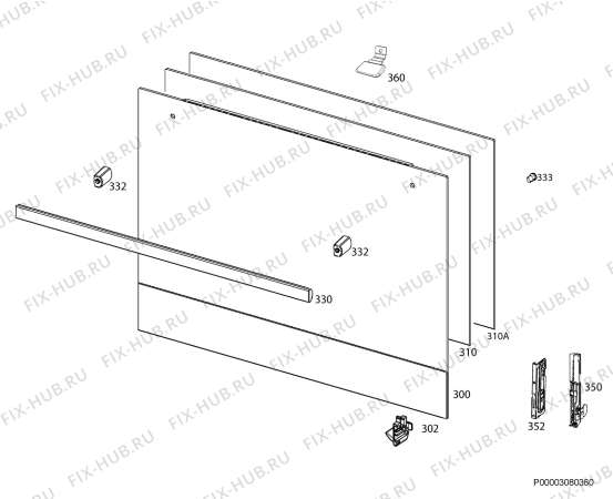 Взрыв-схема плиты (духовки) Ikea MIRAKULOS 002.847.20 - Схема узла Door