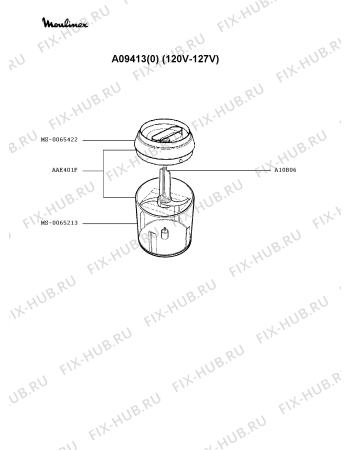 Взрыв-схема блендера (миксера) Moulinex A09413(0) - Схема узла 2P001094.6P2