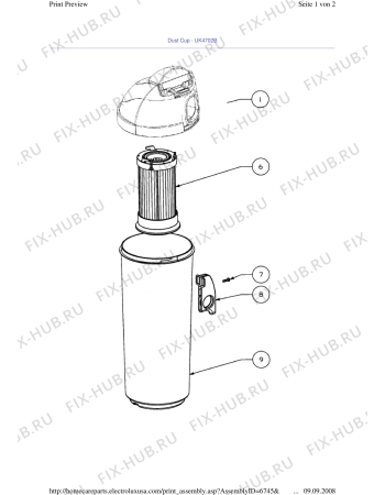 Взрыв-схема пылесоса Electrolux Z4702B - Схема узла Filter