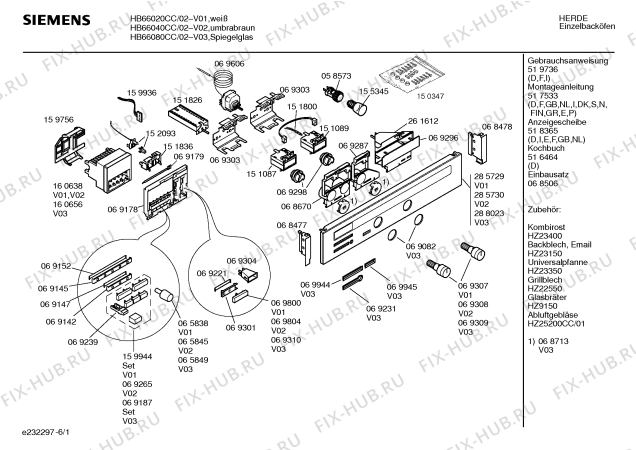 Схема №4 HB66050CC с изображением Инструкция по эксплуатации для плиты (духовки) Siemens 00519736