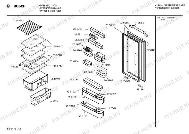 Взрыв-схема холодильника Bosch KIV2836CH - Схема узла 02