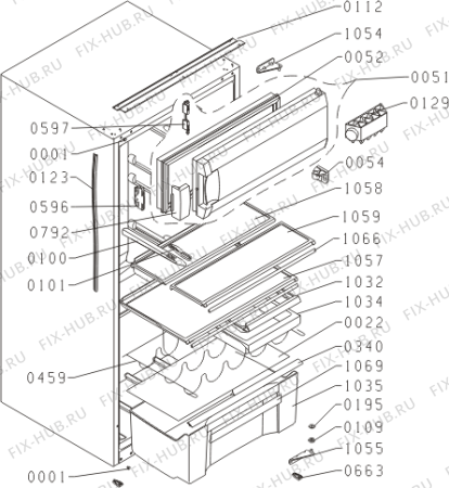Схема №1 SFVA222 (197389, HTI2127F) с изображением Ящик (корзина) для холодильной камеры Gorenje 198011
