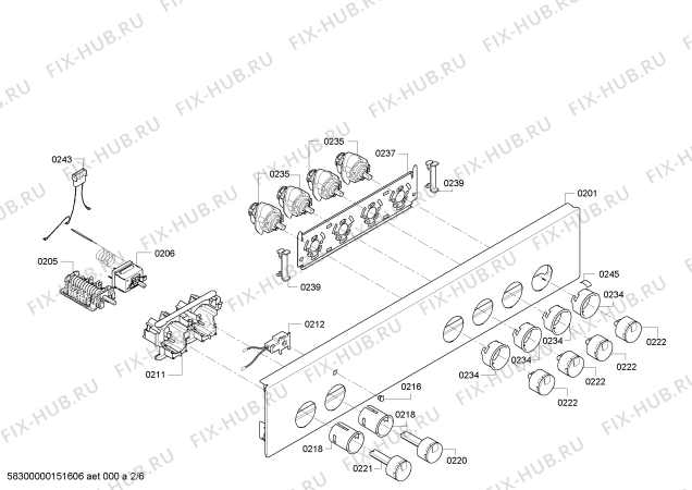 Схема №3 CH150250 с изображением Переключатель для плиты (духовки) Bosch 00614307